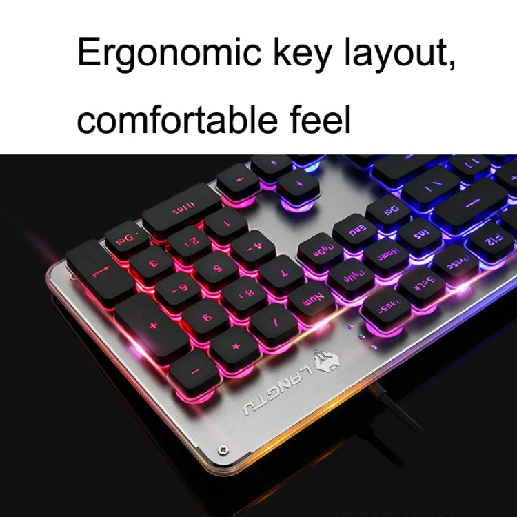 LANGTU L1 104 Keys USB Home Office Film Luminous Wired Keyboard, Cable Length:1.6m, L1 White Light Pink, L1 Orange Light Black, L1 Ice Blue Light Silver White, L1 Ice Blue Light Black