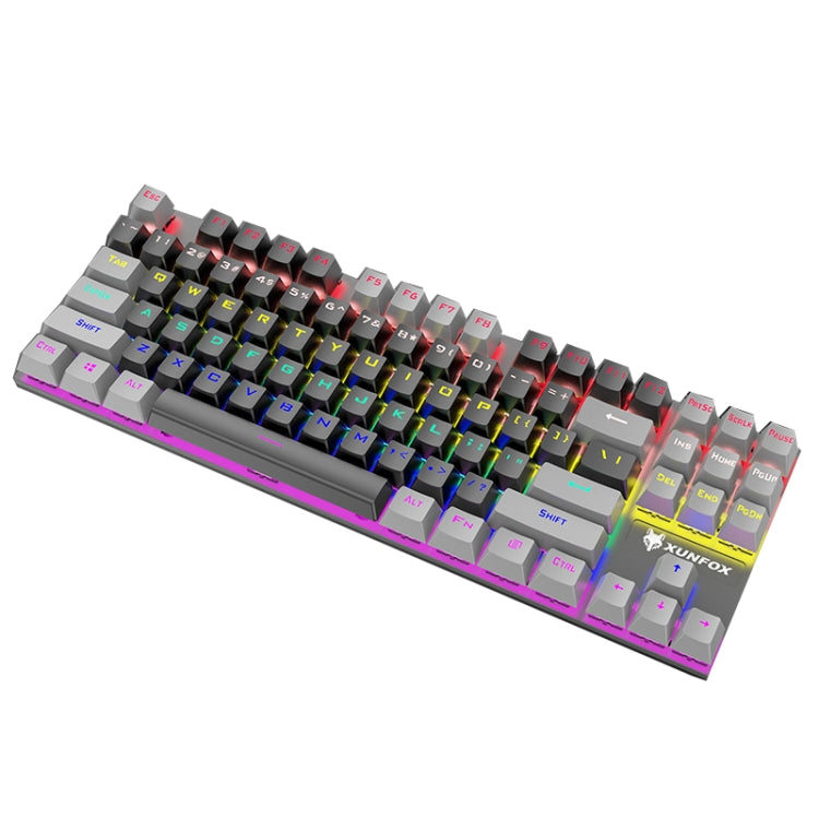 XUNFOX K80 87 Keys Wired Gaming Mechanical Illuminated Keyboard, Cable Length:1.5m