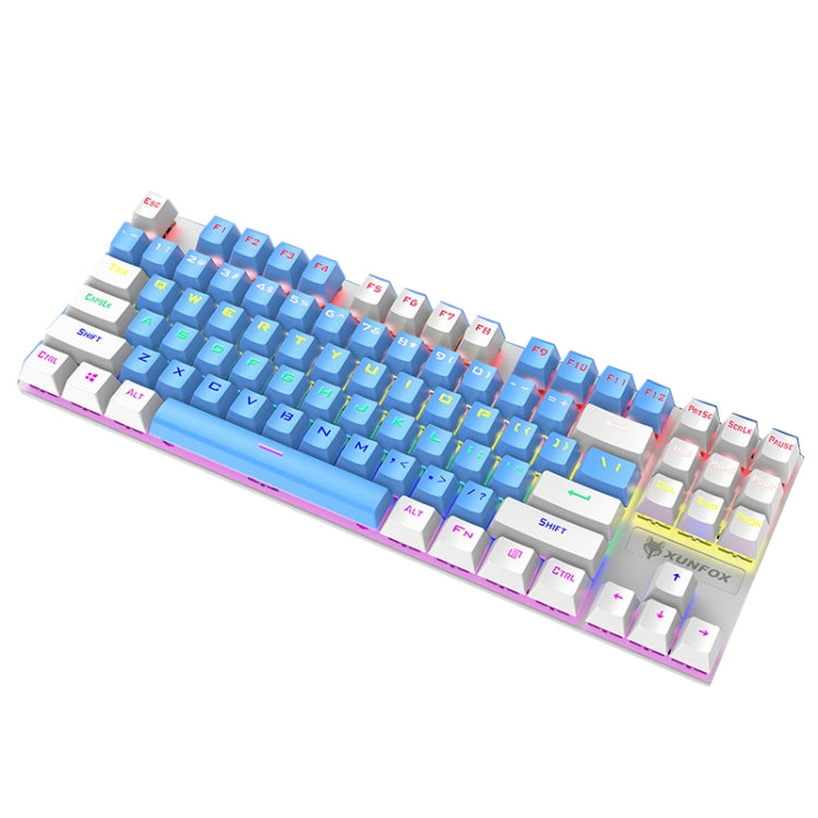 XUNFOX K80 87 Keys Wired Gaming Mechanical Illuminated Keyboard, Cable Length:1.5m