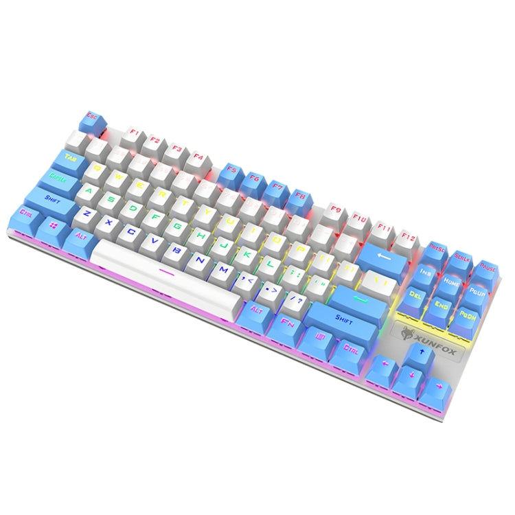 XUNFOX K80 87 Keys Wired Gaming Mechanical Illuminated Keyboard, Cable Length:1.5m
