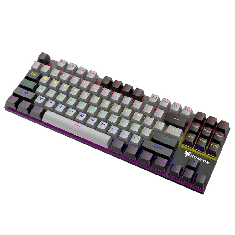 XUNFOX K80 87 Keys Wired Gaming Mechanical Illuminated Keyboard, Cable Length:1.5m