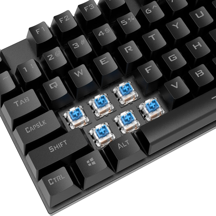 XUNFOX K80 87 Keys Wired Gaming Mechanical Illuminated Keyboard, Cable Length:1.5m