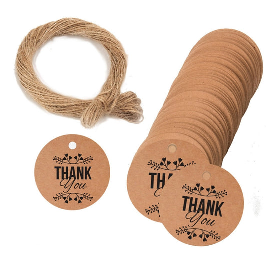 100pcs /Pack Kraft Paper Gift Tag With 20m Hemp Rope