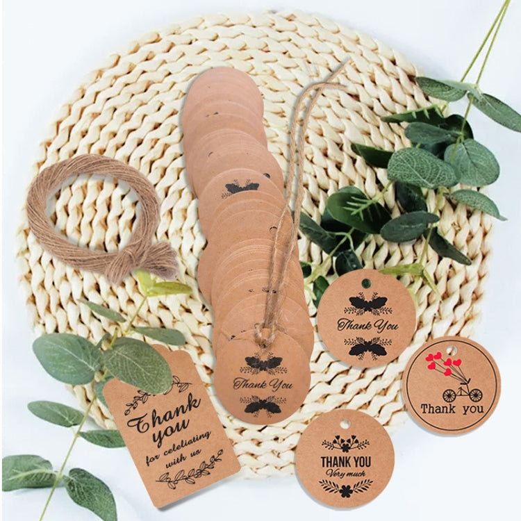 100pcs /Pack Kraft Paper Gift Tag With 20m Hemp Rope