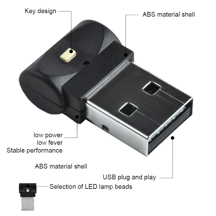 2 PCS Car USB Atmosphere Light LED Decorated Lighting Light