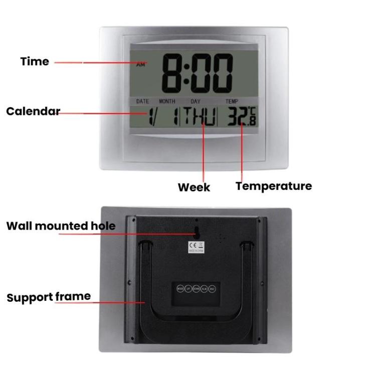 Home Big Screen Display Digital Electronic Wall Clock Living Room Temperature Clock