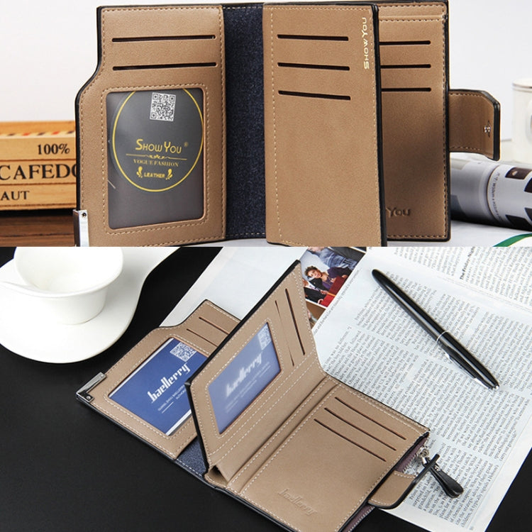 Baellerry Casual Multifunctional Wallet Zipper Buckle Tri-fold Coin Purse For Men