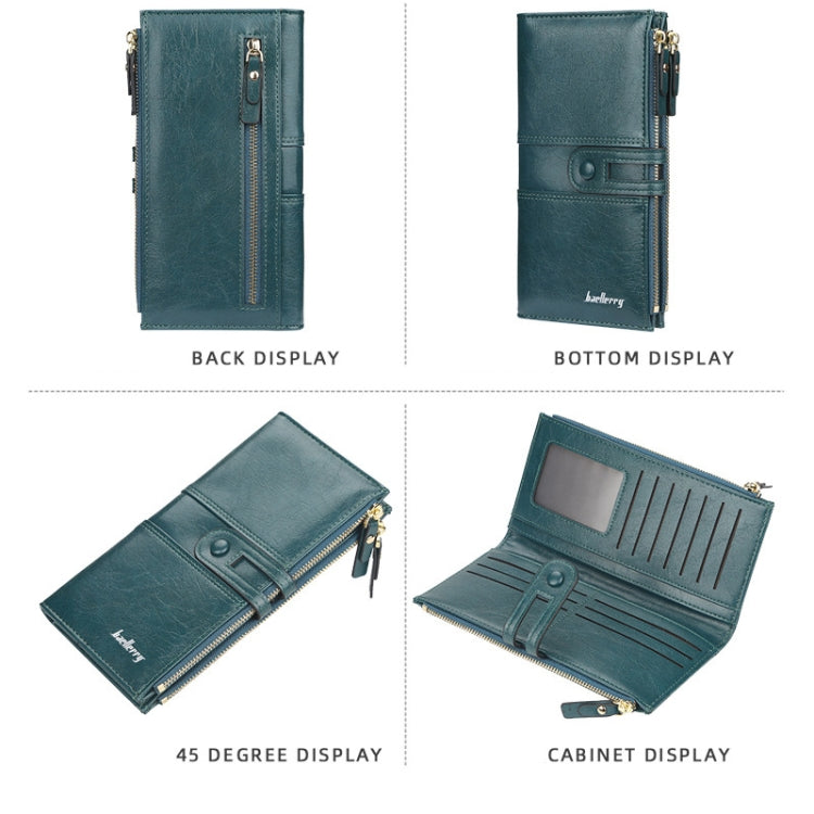 Baellerry  Ladies Long Large Capacity Buckle Zip Clutch Multi-Card Wallet