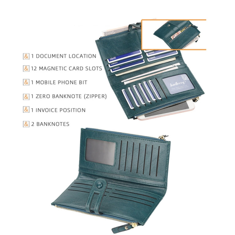 Baellerry  Ladies Long Large Capacity Buckle Zip Clutch Multi-Card Wallet