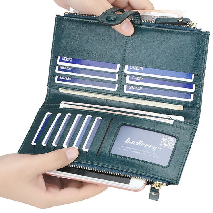Baellerry  Ladies Long Large Capacity Buckle Zip Clutch Multi-Card Wallet
