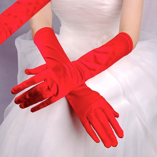 1pair Bride Gloves Satin Long Vintage Travel Sunscreen Dress Wedding Gloves