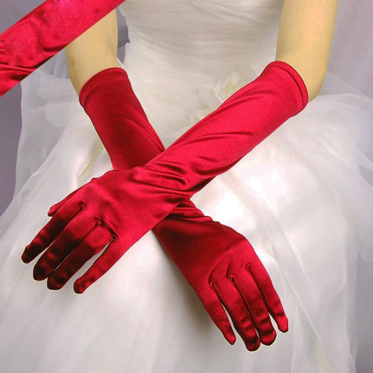 1pair Bride Gloves Satin Long Vintage Travel Sunscreen Dress Wedding Gloves