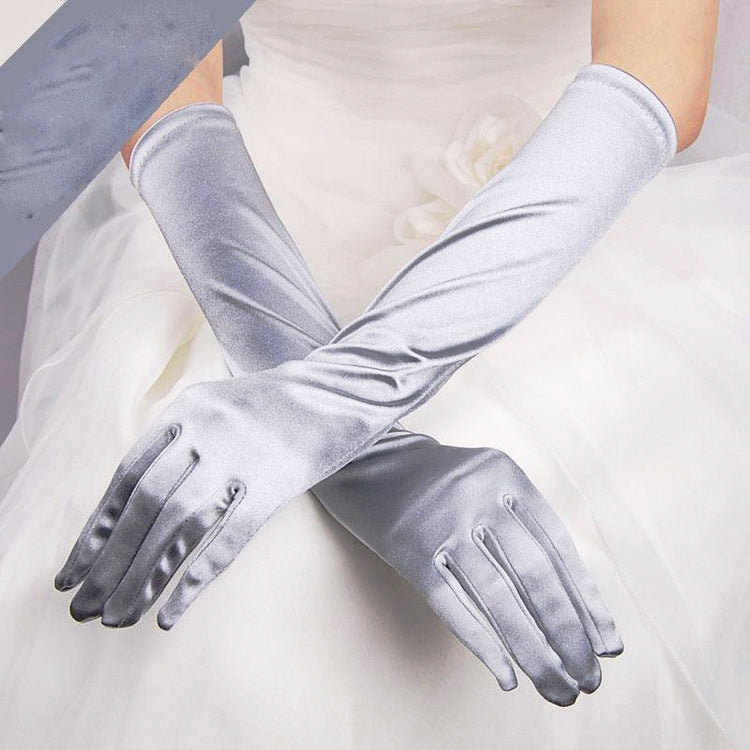 1pair Bride Gloves Satin Long Vintage Travel Sunscreen Dress Wedding Gloves
