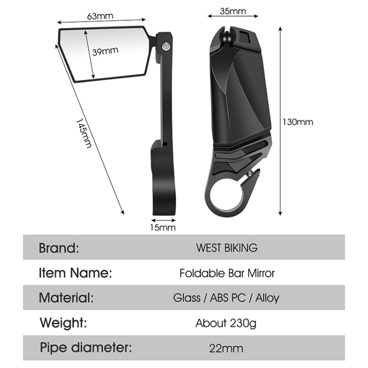 WEST BIKING Bicycle Handlebar Folding Mirror