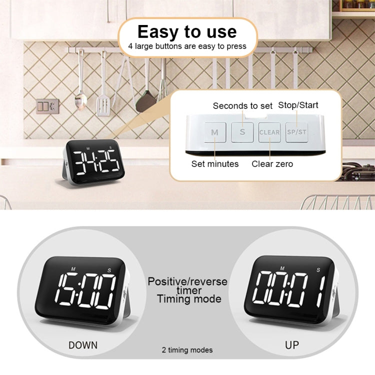 Rechargeable Large Screen LCD Electronic Timing Reminder Alarm Clock Kitchen Baking Timer
