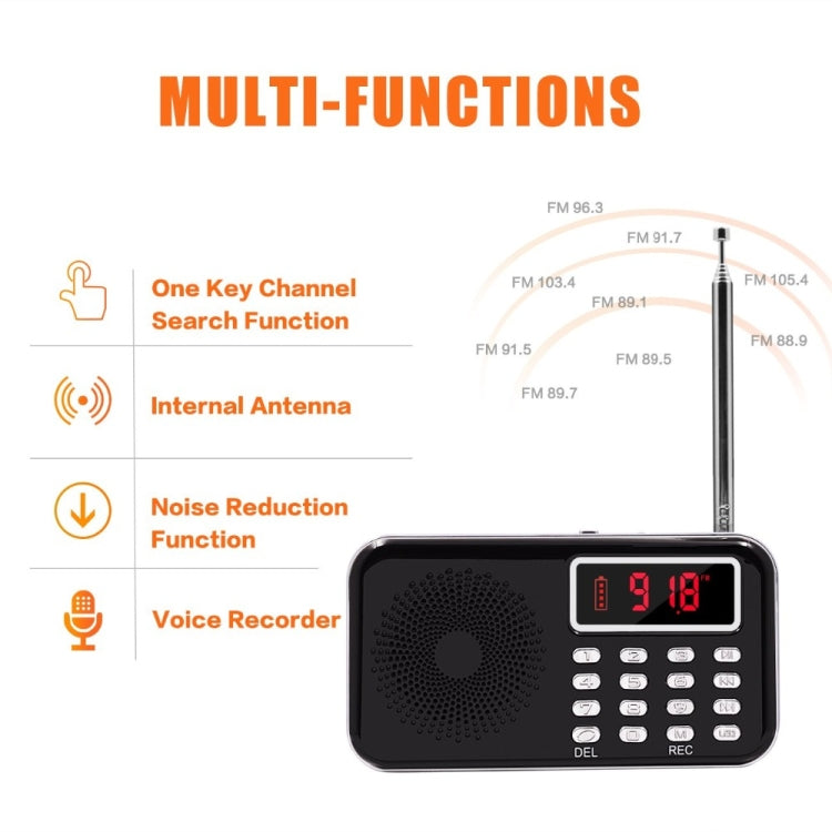Y-619  FM/AM Mini Radio MP3 Rechargeable Music Player Support TF/SD Card with LED Display