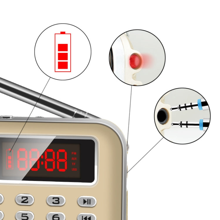 Y-619  FM/AM Mini Radio MP3 Rechargeable Music Player Support TF/SD Card with LED Display