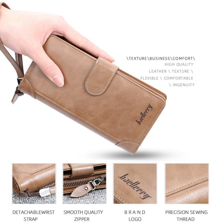Baellerry S6701 Men Wallet Business Multi-card Mid-length Clutch Buckle Zipper Coin Purse