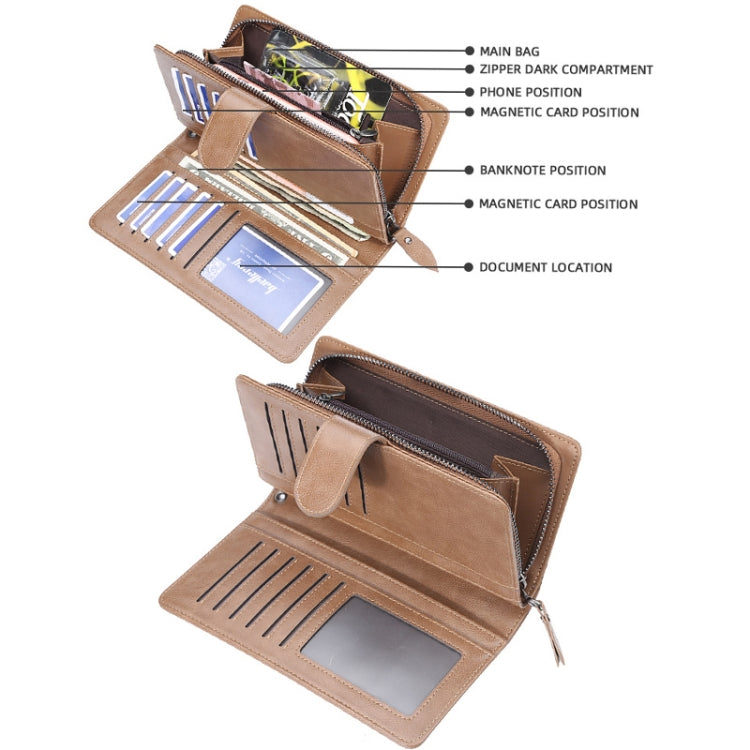 Baellerry S6701 Men Wallet Business Multi-card Mid-length Clutch Buckle Zipper Coin Purse