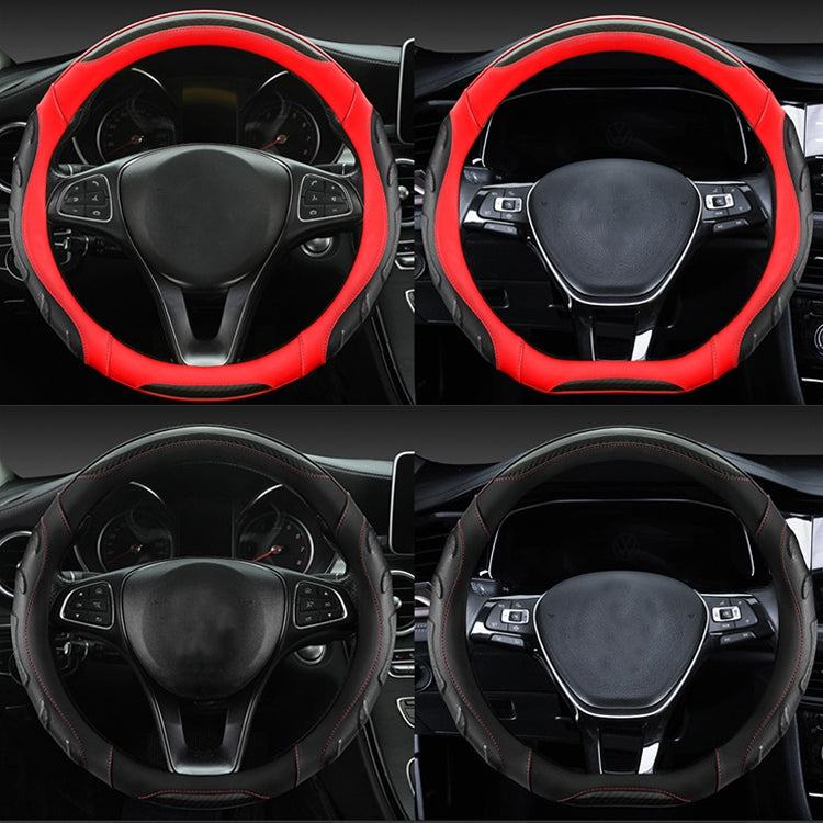 Leather Carbon Fiber Stitching Car Steering Wheel Set, Diameter: