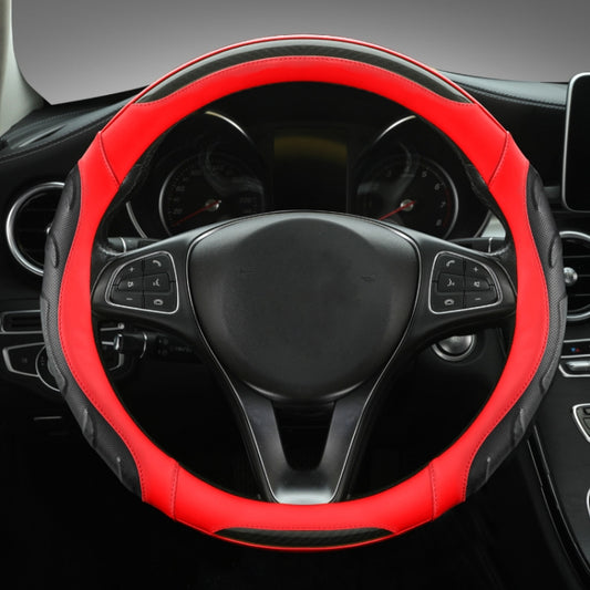 Leather Carbon Fiber Stitching Car Steering Wheel Set, Diameter: