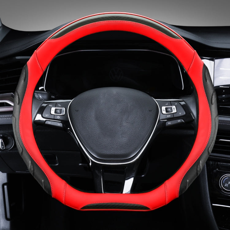 Leather Carbon Fiber Stitching Car Steering Wheel Set, Diameter: