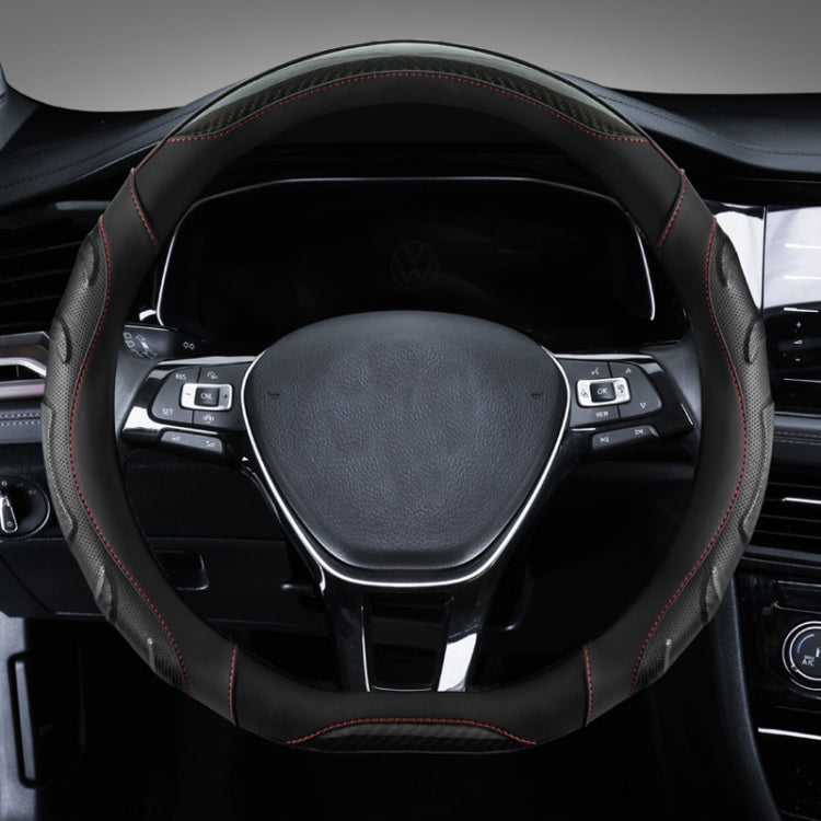 Leather Carbon Fiber Stitching Car Steering Wheel Set, Diameter: