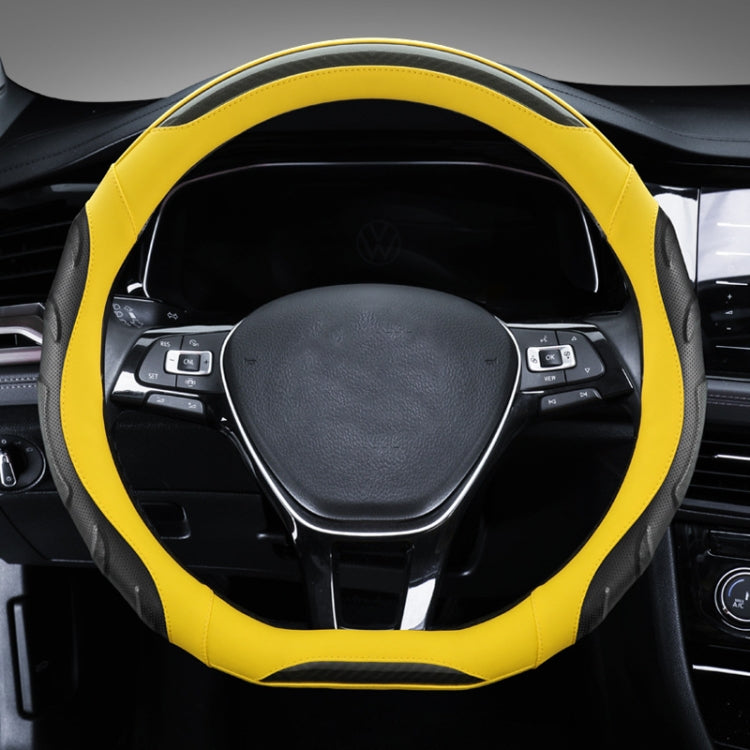 Leather Carbon Fiber Stitching Car Steering Wheel Set, Diameter: