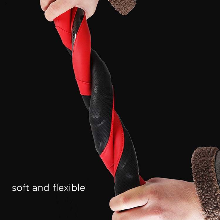 Leather Carbon Fiber Stitching Car Steering Wheel Set, Diameter: