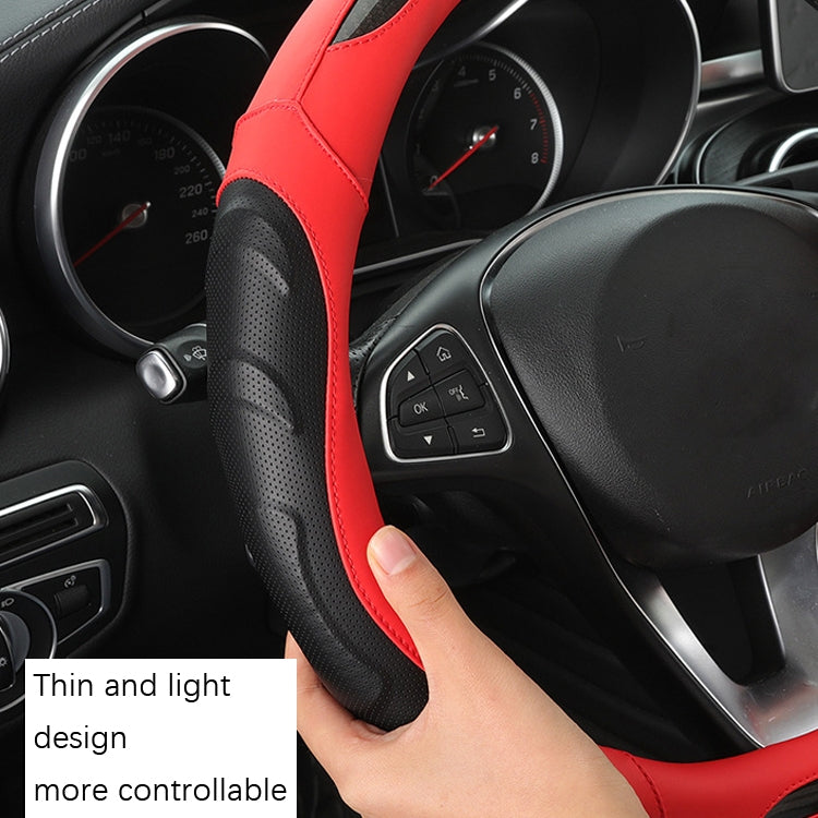 Leather Carbon Fiber Stitching Car Steering Wheel Set, Diameter: