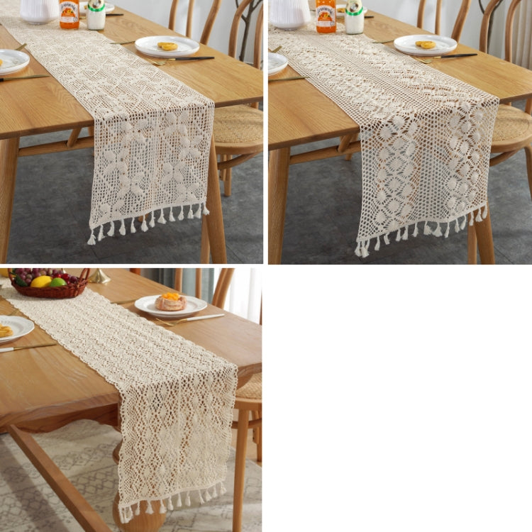 Widened And Stitched Rustic Knitted Hollow Tablecloth