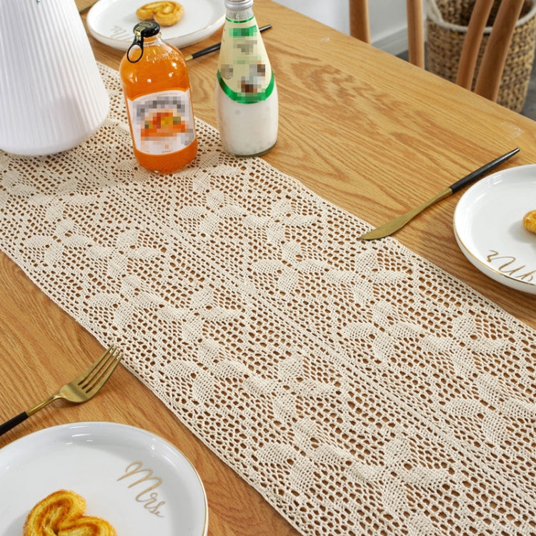Widened And Stitched Rustic Knitted Hollow Tablecloth