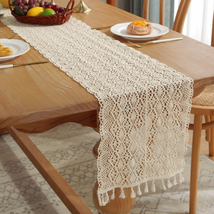 Widened And Stitched Rustic Knitted Hollow Tablecloth