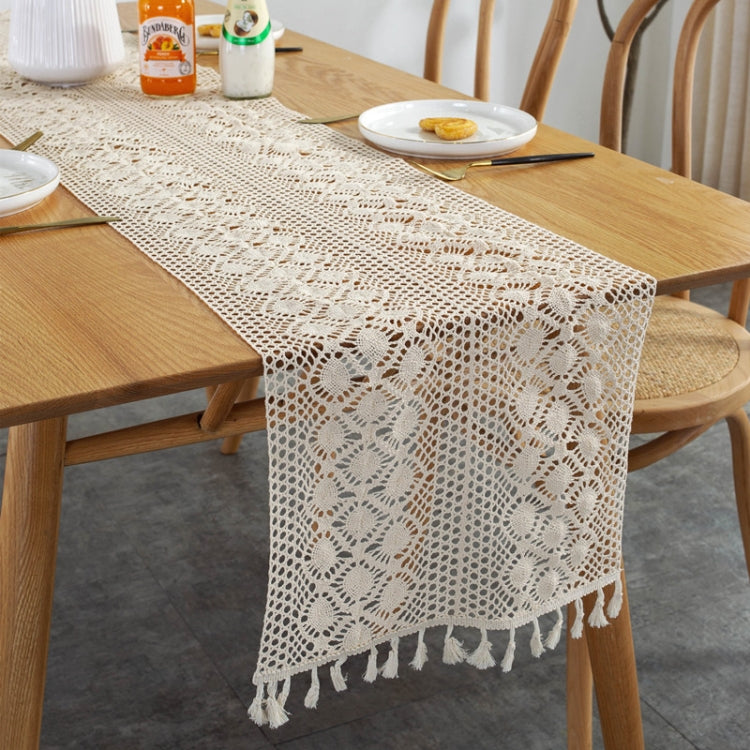 Widened And Stitched Rustic Knitted Hollow Tablecloth