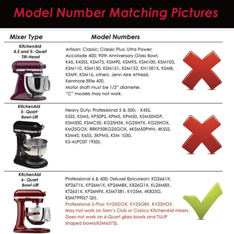 For KitchenAid 6QT Stand Mixer Flexible Edge Whisk Paddle