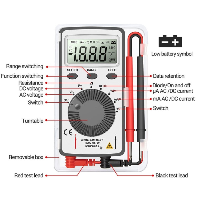 ANENG AN-101 Ultra-thin Mini Digital Display Voltage and Current Multimeter