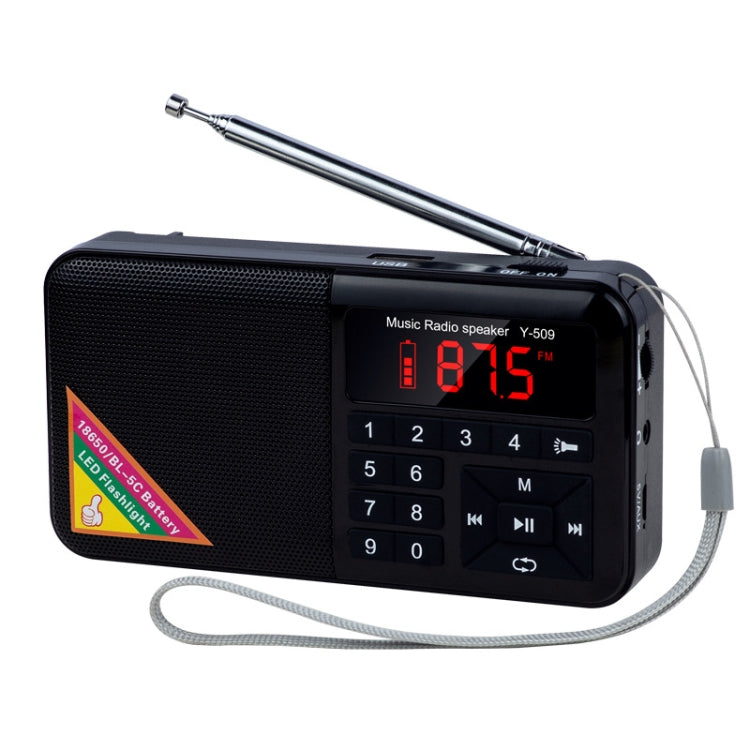 Bluetooth Card Radio Digital FM Player, Specifications: Y-509FM (No Solar Panel)
