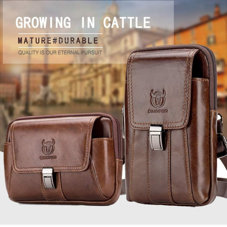 BULL CAPTAIN Multifunctional Leather Mobile Phone Small Waist Bag For Men