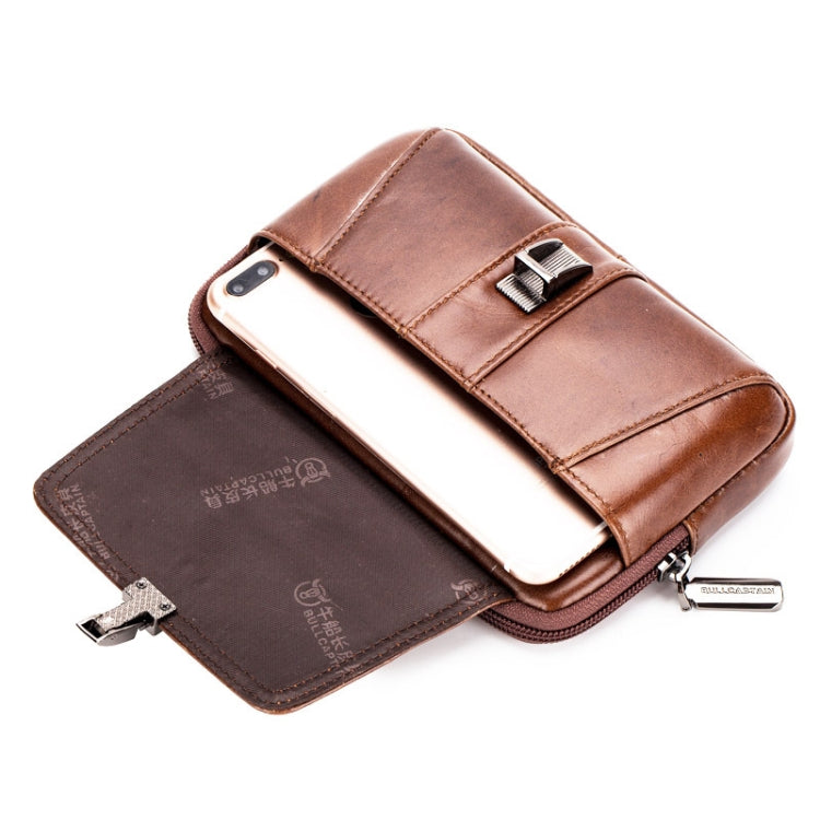 BULL CAPTAIN Multifunctional Leather Mobile Phone Small Waist Bag For Men