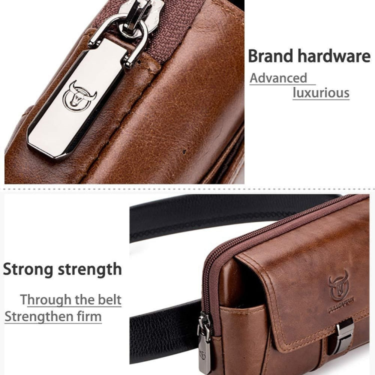 BULL CAPTAIN Multifunctional Leather Mobile Phone Small Waist Bag For Men