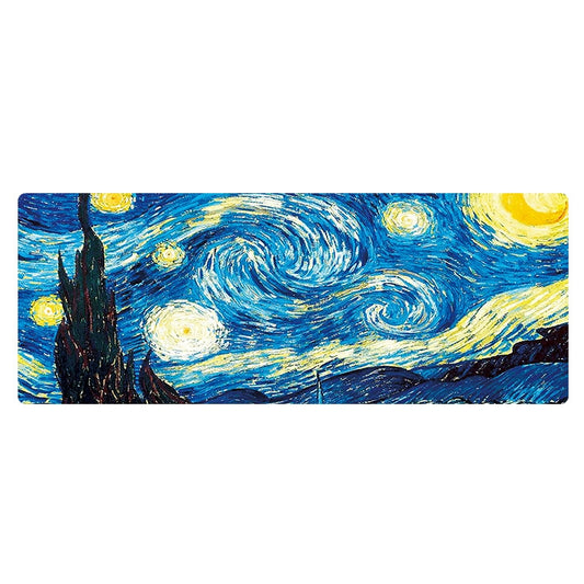 Am002 Large Oil Painting Desk Rubber Mouse Pad, 300x800x2mm Stitched Edges