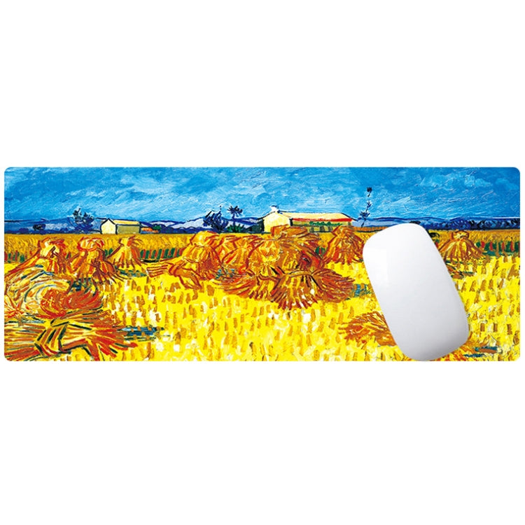 Am002 Large Oil Painting Desk Rubber Mouse Pad, 300x800x4mm Stitched Edges, 400x900x1.5mm No Stitched Edges, 400x900x3mm Stitched Edges, 400x900x2mm Stitched Edges