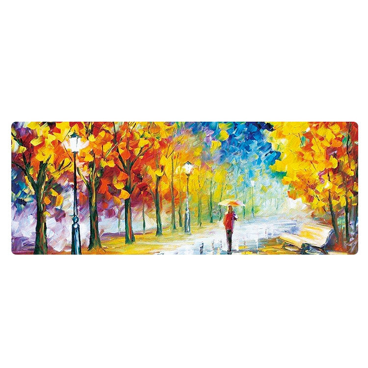 Am002 Large Oil Painting Desk Rubber Mouse Pad, 300x800x5mm Stitched Edges, 400x900x4mm Stitched Edges