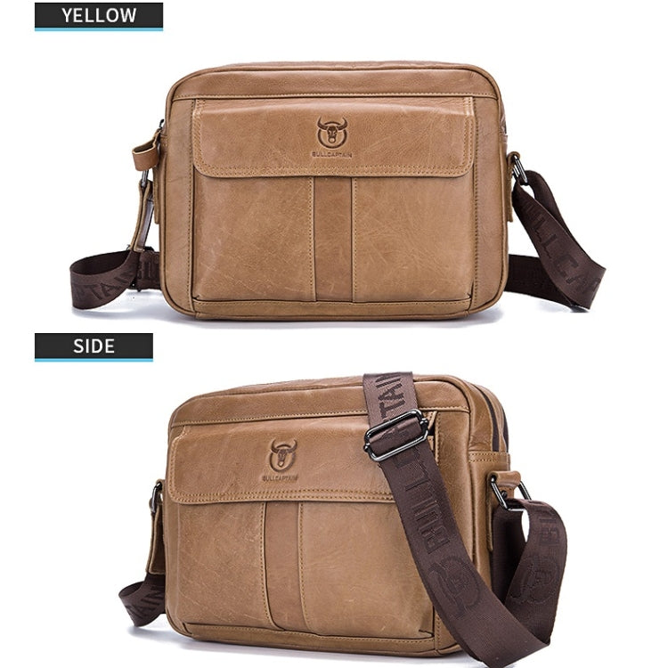 BULL CAPTAIN  Double Layer Leather One Shoulder Messenger Bag For Men