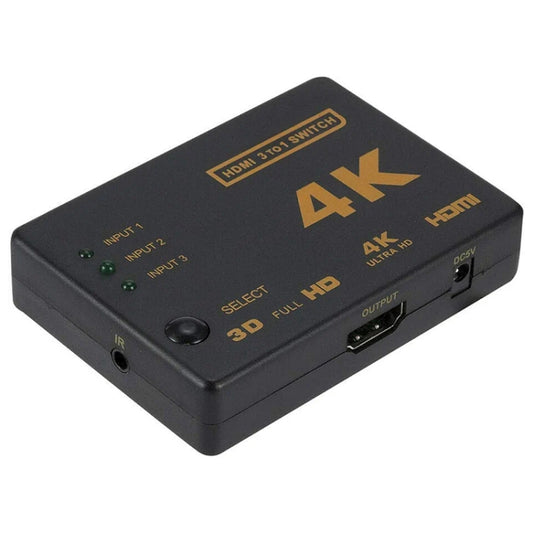 4K 3 into 1 out HDMI Switcher With Remote Control