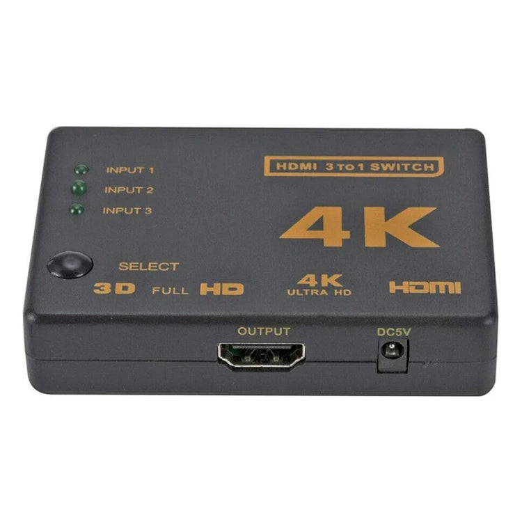4K 3 into 1 out HDMI Switcher With Remote Control