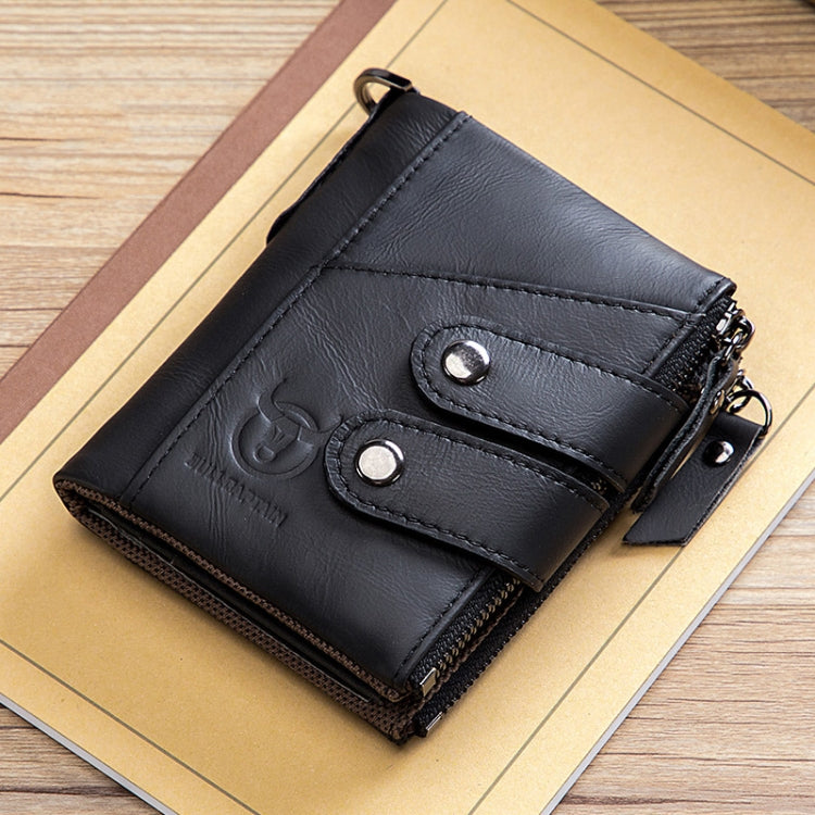 BULL CAPTAIN  Leather Three-fold Zipper Wallet For Men