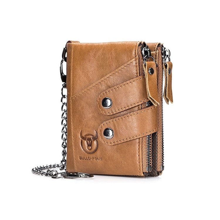 BULL CAPTAIN  Leather Three-fold Zipper Wallet For Men