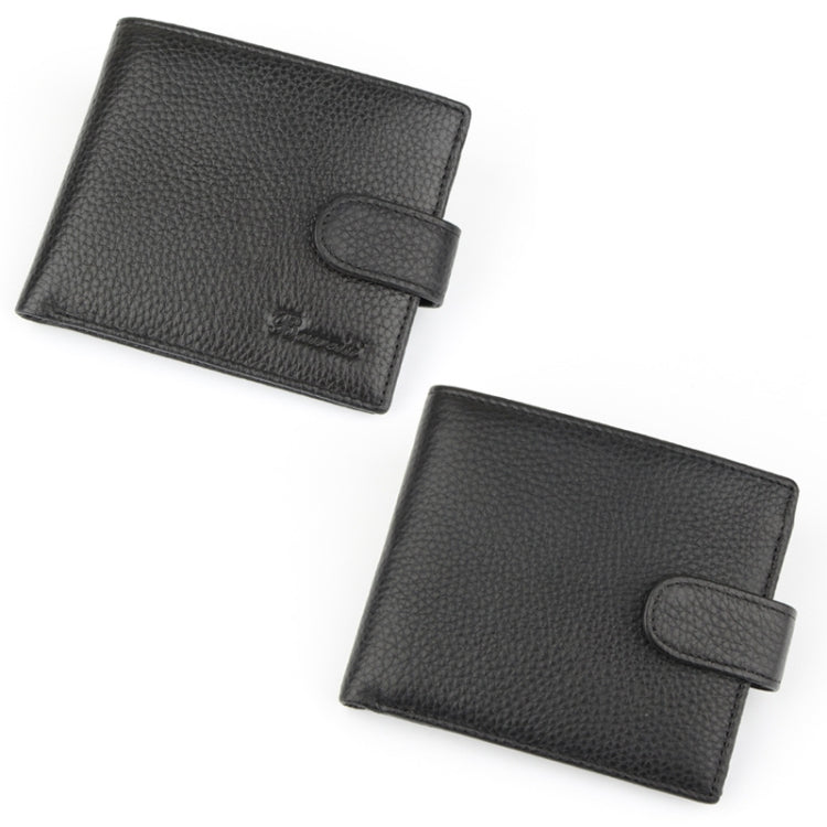 Anti-Theft Brush RFID Men Wallet Short Strap Button Multi-Card Layer Men Wallet