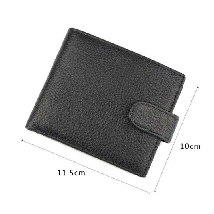 Anti-Theft Brush RFID Men Wallet Short Strap Button Multi-Card Layer Men Wallet